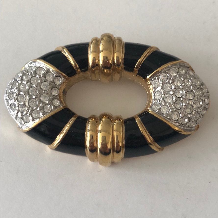 Gold Tone Enamel Rhinestones Carolee Brooch